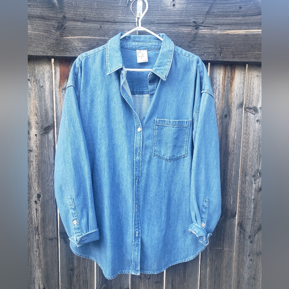 AERIE Soft Denim Button Down Shirt